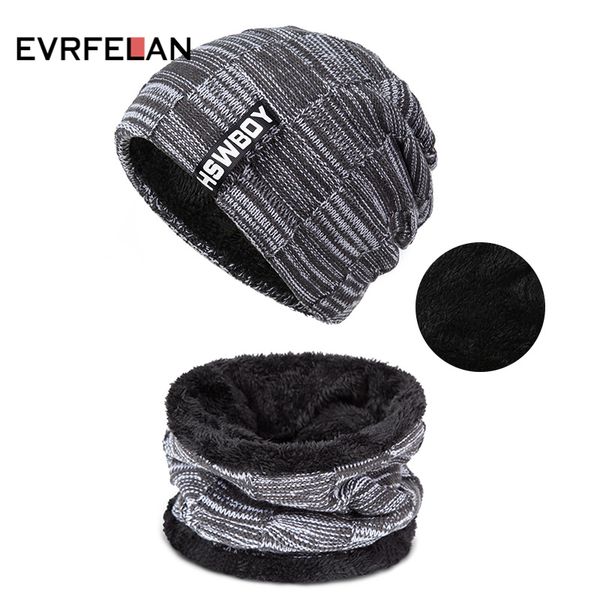 

evrfelan 2019 brand design winter hat scarf 2 piece for men patchwork knitted beanies hat ring scarves set male hat&scarf, Blue;gray
