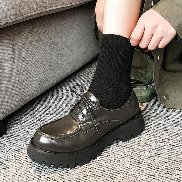 

doratasia 2020 genuine leather spring/autumn shoes woman flats lace up comfortable flats women shoes footwear, Black