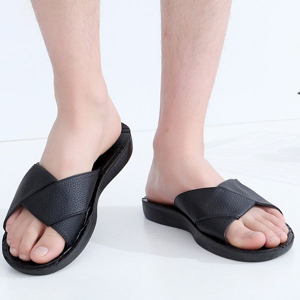 

2019 slippers men shoes men slippers mens shoes flip flop outdoor or bathroom comfortable zapatos de hombre terlik chinelo, Black