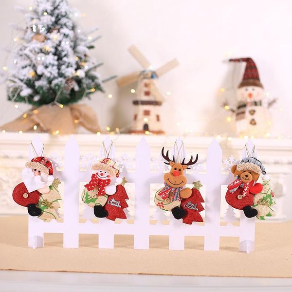 

2019 new merry christmas santa claus pendants cartoon snowman elk doll ornament for christmas tree hanging decoration kid gift