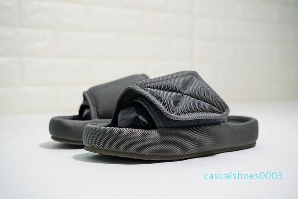 

2020 new kanye season 6 nylon slides men women 3d waterproof west seasn6 memory foam high-density embroidery green slippers c03, Black