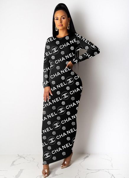

New de ign multi tyle women crew collar letter print maxi dre autumn fa hion ca ual bodycon dre imple and elegant party dre, Black;gray