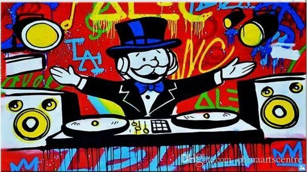

va. alec monopoly handpainted abstract graffiti art oil painting dj on canvas wall art hppme deco g101