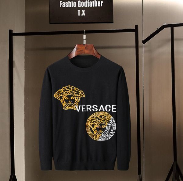 

embroidery luxury hoodies mens pullovers designer sweater men o-neck casual jumpers sweaters mens long pullovers famous brand medusa sweater, White;black