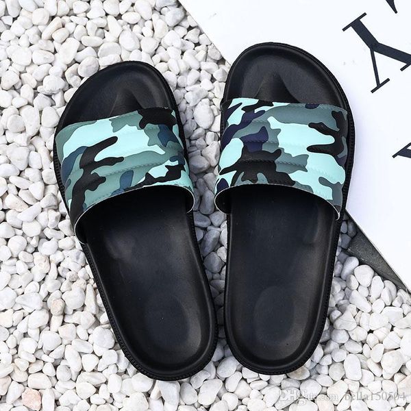 homens de brocado florais Designer Rubber slides sandália do deslizador engrenagem fundos Flip Flops luz tendência listrado Praia chinelos camuflagem flip-flop