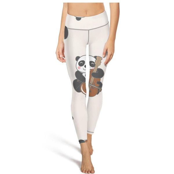 

panda животных играть на инструменте мультфильм funnyfashion дамы ретро йога брюки нет ноги свободный soft подходит для танцующих смешной ме, Black
