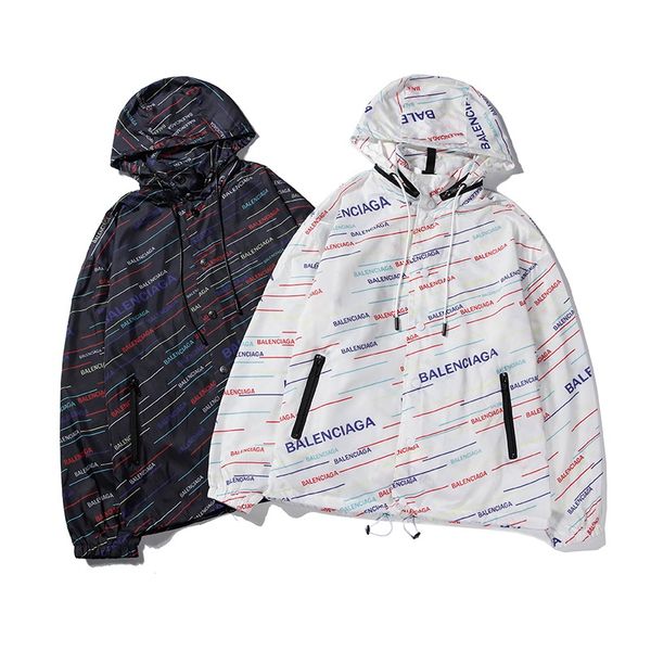 

New men de igner jacket thin coat hooded windbreaker jacket cla ic full body bb alphabet print un creen box logo jacket, Black;brown
