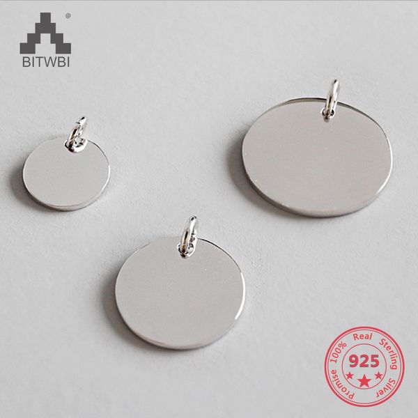 

100% genuine 925 sterling silver fashion simple charm geometric glossy round pendant