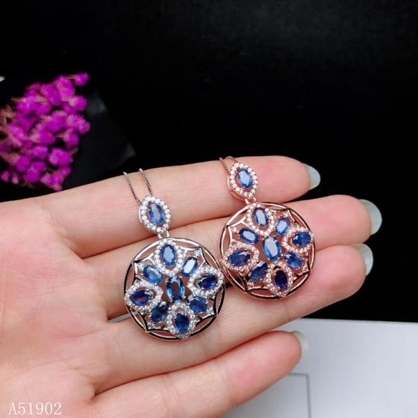 

kjjeaxcmy boutique jewelry 925 sterling silver inlaid natural sapphire necklace pendant set female models support detection