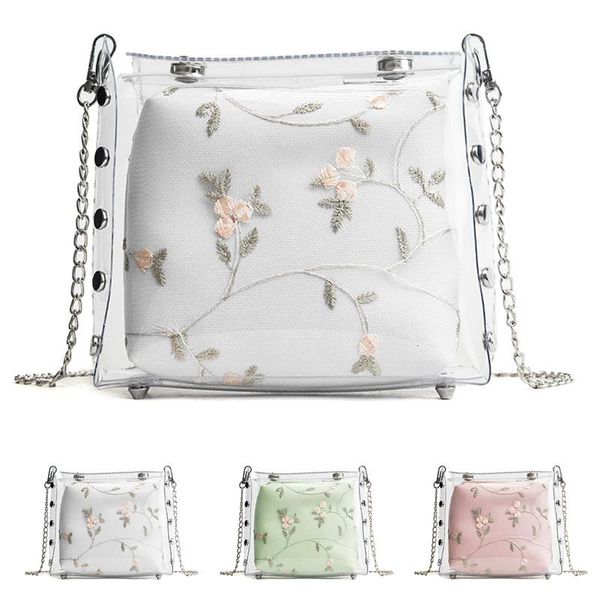 

transparent shoulder bag fashion clear chain crossbody bag shoulder purse with inner chain for women