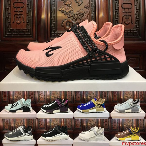 

2019 new human race pharrell williams x running shoes holi equality blank canvas core black sun glow yellow trainers sports sneakers 5-11