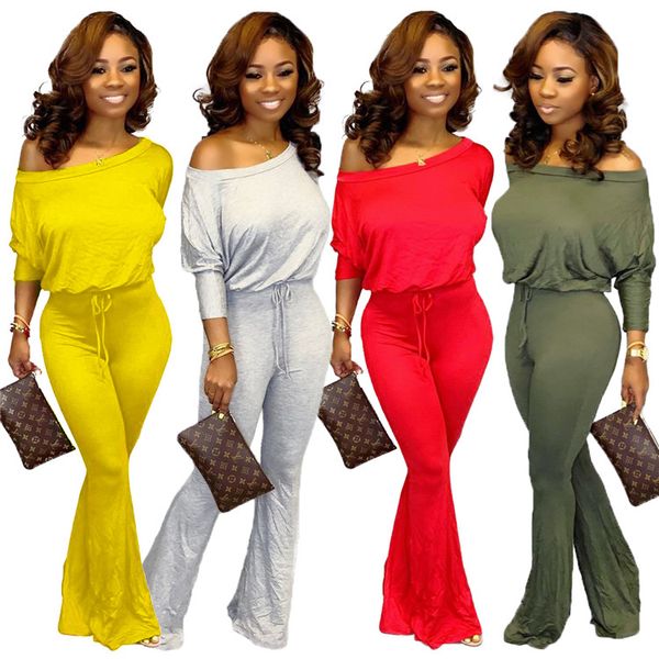 

jumpsuits rompers ladies off shoulder batwing sleeve wide leg pants custom casual women jumpsuit, Black;white