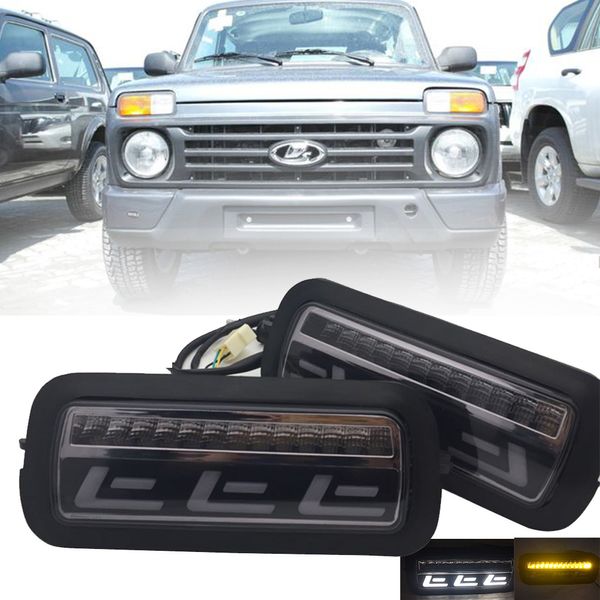 

for lada niva 4x4 urban 1995 1996 led drl lights with white running amber turn signal function accessories car styling turning