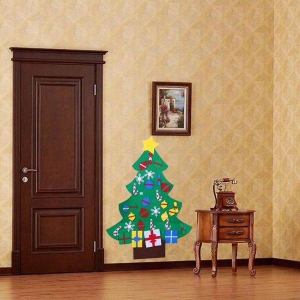 

diy christmas tree door wall three-dimensional stereo felt hanging gifts navidad ornaments new year presents xmas home decor
