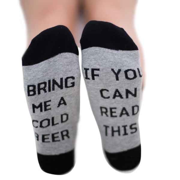 

outdoor sports women letter print socks if you can read this bring me a glass of wine/cold beer/coffee men women crew socks, Black