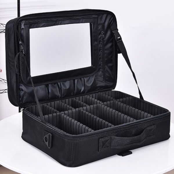 

professional makeup shoulder bag cosmetic big toolbox storage handbag with mirror travel beauty nail box messenger bags women suitcase