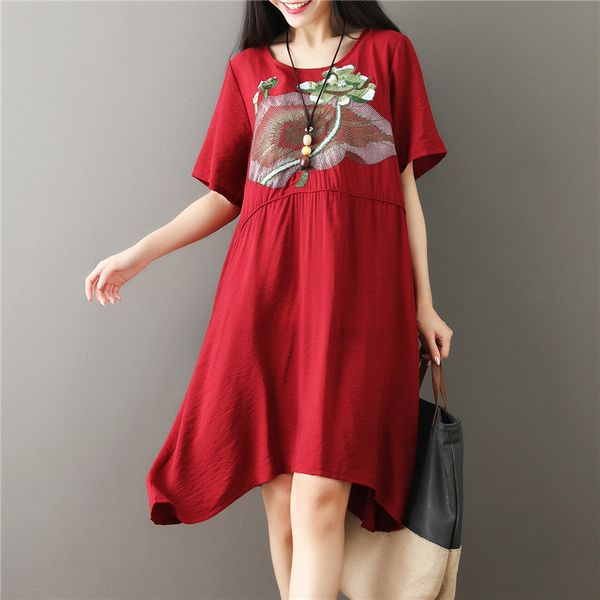 

3203# vintage embroidery cotton maternity dress summer casual plus size loose clothes for pregnant women pregnancy clothing, White