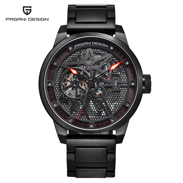 PAGANI DESIGN Orologio da uomo in acciaio inossidabile di moda Scheletro Orologio da polso meccanico automatico a carica automatica Orologio da lavoro dropshipping