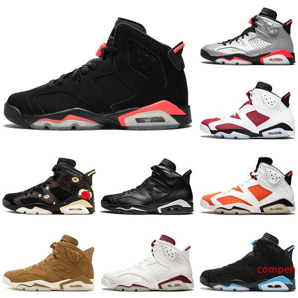 

new wholesale 3m reflective 6 6s men basketball shoes black white infrared cat tinker unc cny oreo designer sports sneakers mens trainers