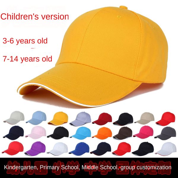 

children's baseball cap student baseball cap printed embroidery men's and women's sun hat sunshade duck tongue hat, Yellow