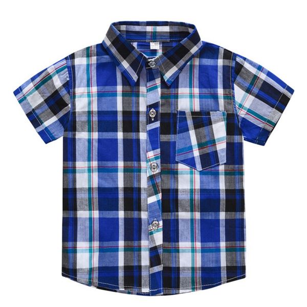 

kids tees shirts baby boy clothes summer baby boys short sleeve plaid print t-shirts casual blouse, White