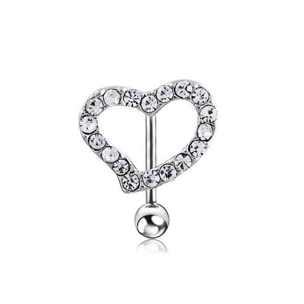 

fashion cute heart stylish belly button rings shiny navel ring silver stainless steel crystal body piercing jewelry for women