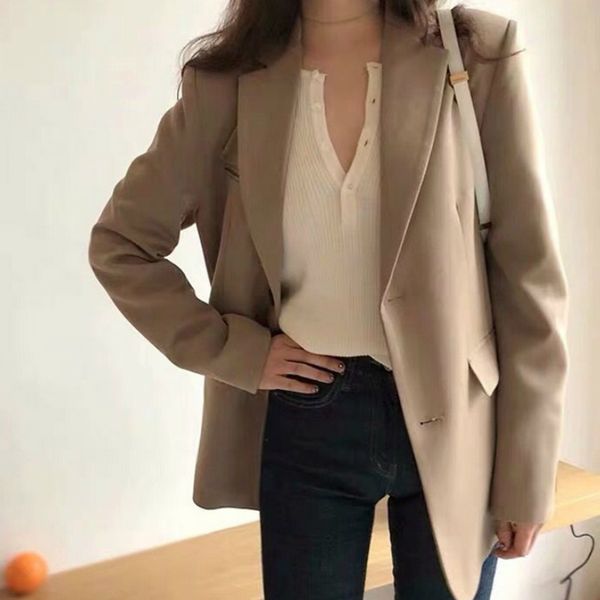 

blazers womens solid single breasted fashion slim casual ladies pockets korean style elegant chic female jackets spring, White;black