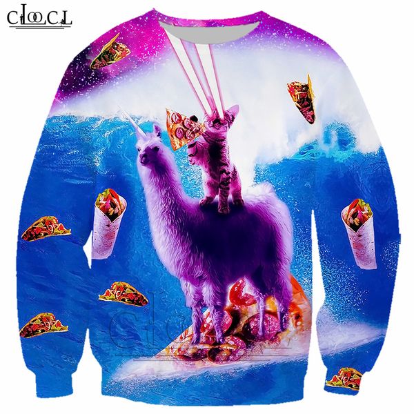 

alpaca and cat 3d print sweatshirt classic starry animal t shirt men/women casual hoodie harajuku streetwear b132, White;black
