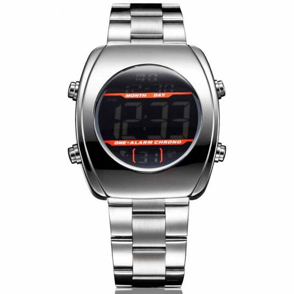 

creative men's watches digital sport watches stainless steel dress wristwatches male square women electronic led clocks, Slivery;brown