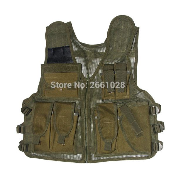 

men's outdoor multi-pocket tactical mesh vest hunting jacket fishing vests adjustable size 5 colours, Camo;black