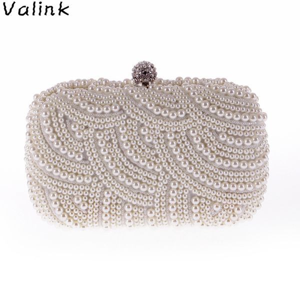 

valink 2018 pearl clutch bags retro handbag women purse diamond chain ladies evening bag for party wedding bolsa feminina