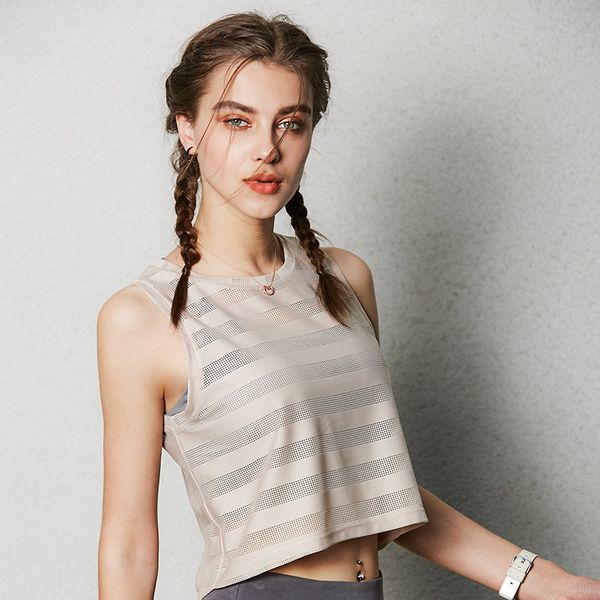 

women fitness yoga shirts sleeveless mesh stripe gym sports vest workout running tank quick dry sportswear, White;red