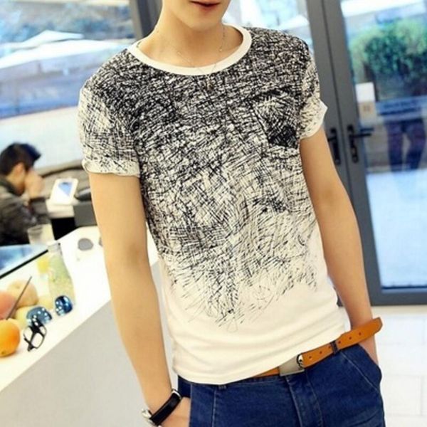 

summer man's t-shirt cotton short sleeve clothing tee shirt camisetas mens masculina male t shirt blusa, White;black