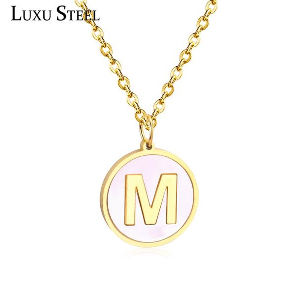 

luxusteel wholesale gold/silver 26 letter necklaces collier female 2019 alphabet initial shell pendant necklace party daily