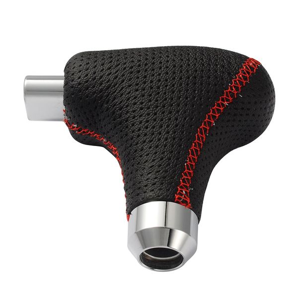 

1 pcs gear shift knob leather black red car gear shift knobs automatic shifter with button