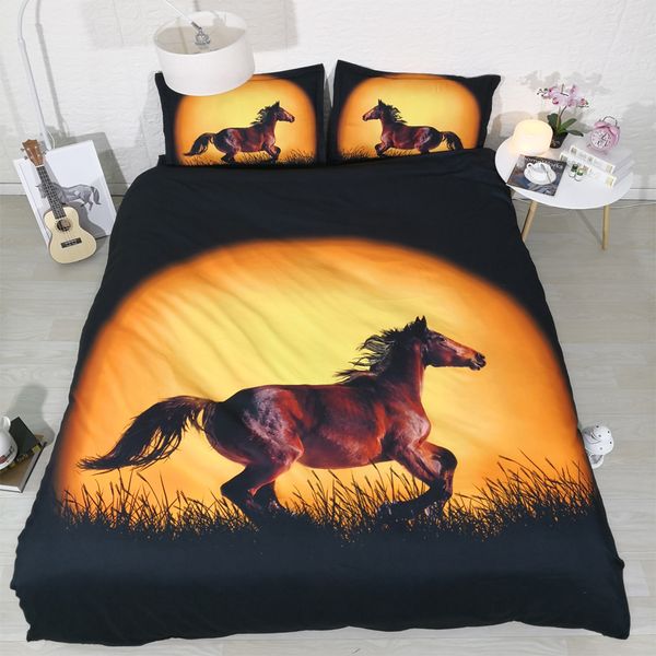 2019 3d Horse Running On The Of Sunset Bedding Quilt Cover Duvet