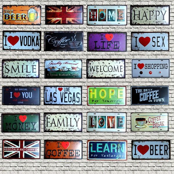 

старинные металлические жестяные знаки маршрут 66 номер автомобиля номерной знак табличка плакат бар клуб стены гараж украшения дома 15 * 30