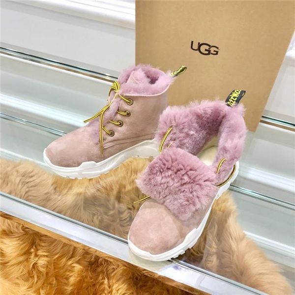 

new winter sheepskin and fur tide shoes, fashionable wild snow boots, womenss short tube, thick bottom, increased velvet, warm cotton shoes2, Black