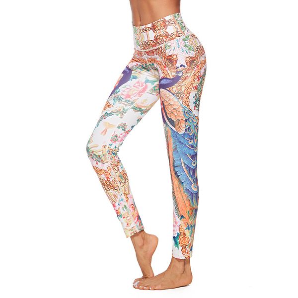 

new women leggings wear chinese elements digital printing leggings hip-lifting sport, Black