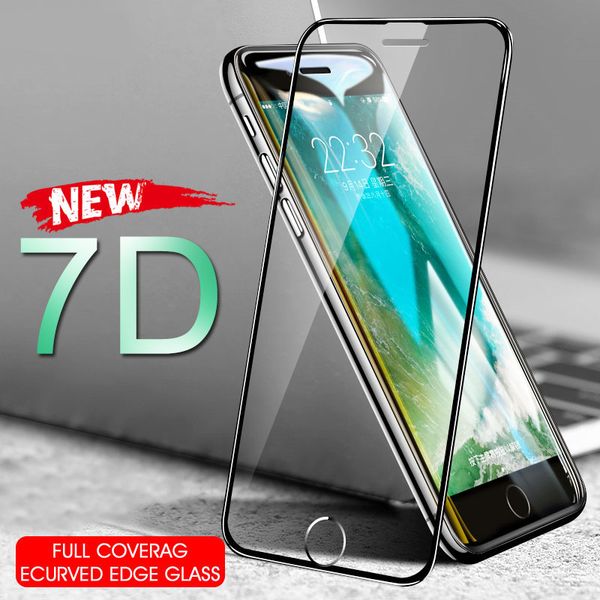 

7d full cover curved tempered glass on the for iphone 7 6 6s 8 plus x xs screen protector protective for iphone 6 6s 7 8 glass