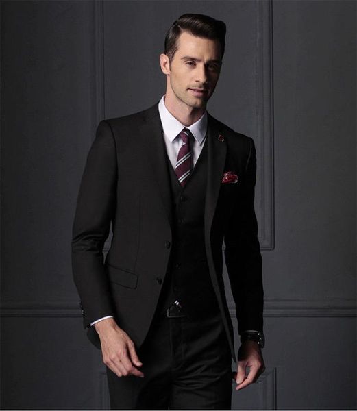 

new black mens suit tuxedo businessman groom wedding party prom suits custom 3 pieces set (jacket +vest +pants, White;black