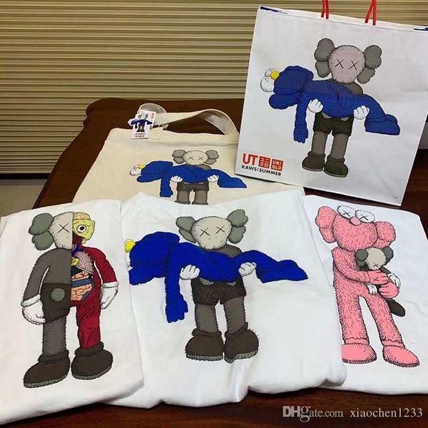 

new century joint doll bear hug toy printing digital direct spray printing cartoon version of the latest fashion t-shirt, White;black
