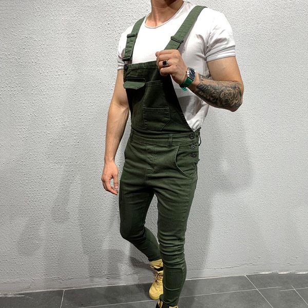 

fashion men's ripped jeans jumpsuits high street distressed denim bib overalls for man suspender pants size s-xxl, Blue