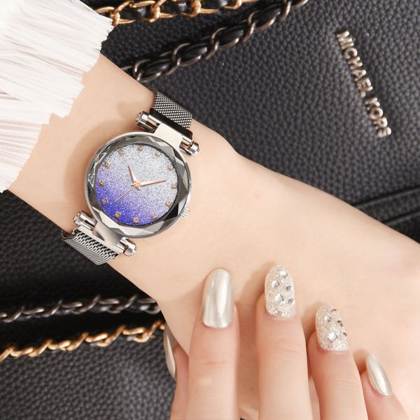 

casual women magnet watches fashionable ladies quartz watches luxury women starry sky, Slivery;brown