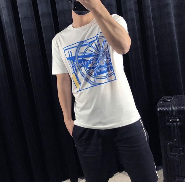 

ch0476 fashion men's & tees 2020 runway european design short print party style t-shirts men's clothing, White;black