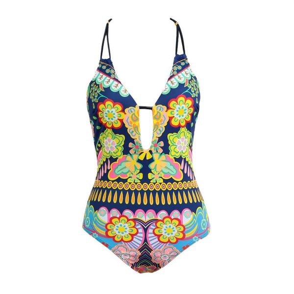 

women one piece swimsuits hollow out floral print padded swimwear bikini monokini yellow, White;black