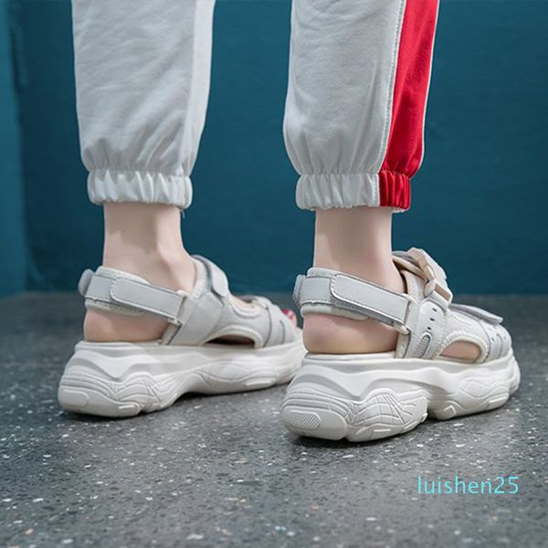 

open toe women mesh sport sandals with buckle women platform wedge sandals summer outdoor cool beach shoes 2020 new l25, Black