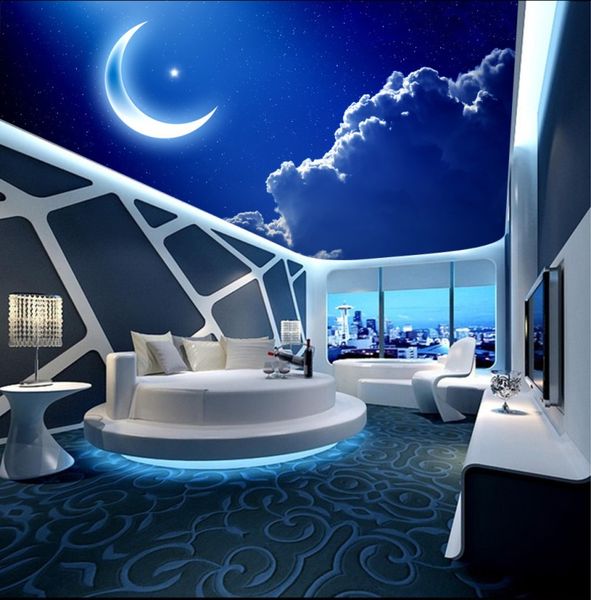 

p wallpaper living room bedroom ktv ceiling murals wallpaper blue universe fantasy starry sky ceiling background wall
