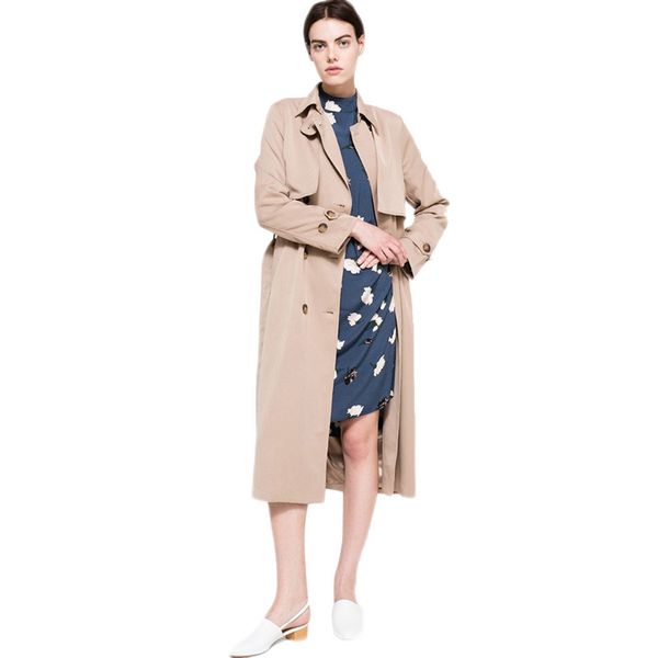 

women's trench coats orinery 2021 spring women coat classic double breasted business outerwear fashion brand long clothing, Tan;black
