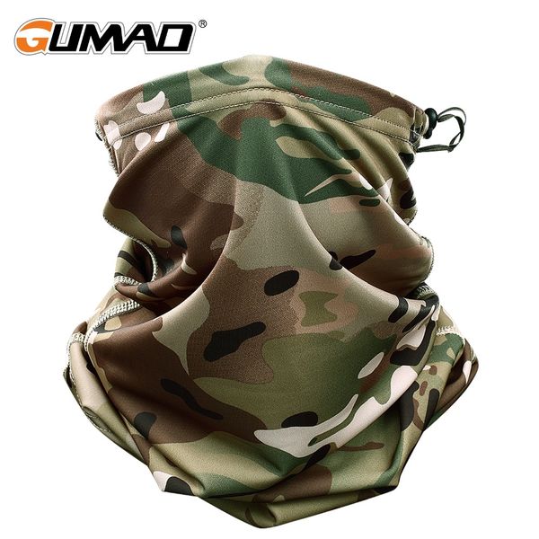 

multicam camouflage tactical neck gaiter tube face shield sun army cycling hunting hiking camping scarf bandana mask, Black